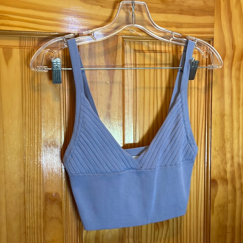 Zara light blue knit crop top M